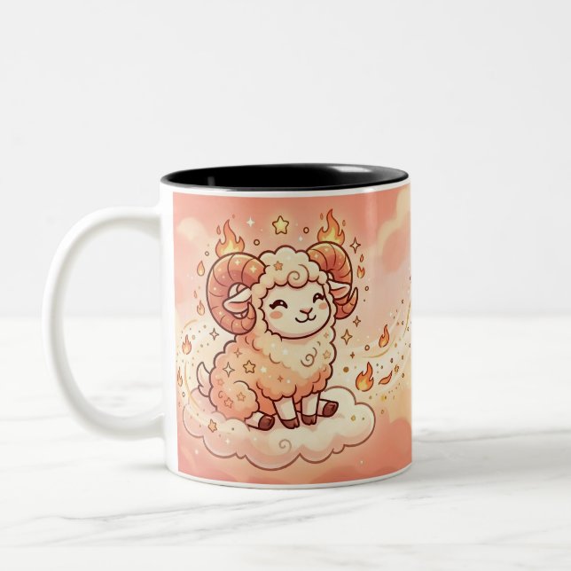 De Café Em Dois Tons Caneca Personalizada do Zodíaco Áries (Esquerda)