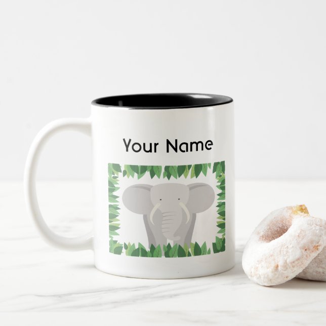 De Café Em Dois Tons Caneca personalizada elefante (Com Donut)