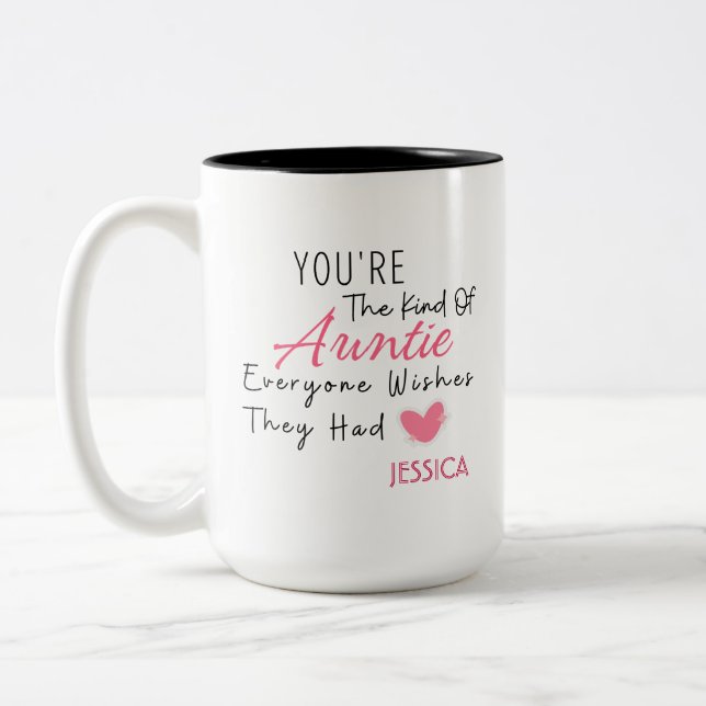 De Café Em Dois Tons Caneca Personalizada Elegante com Flores Rosadas p (Esquerda)