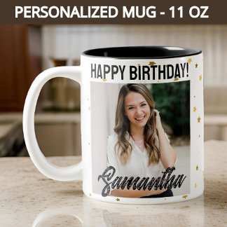 De Café Em Dois Tons Caneca Personalizada Feliz Aniversário para Ela ou