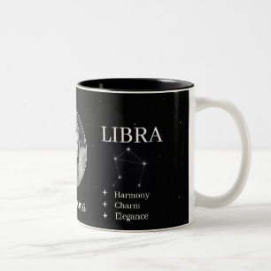 De Café Em Dois Tons Caneca Personalizada Libra Zodíaco com Nome & Cara