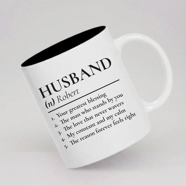 De Café Em Dois Tons Caneca Personalizada Marido Presente para Recém-ca (Funny Husband Definition Mug Birthday Gift for Him, Personalized Couple Mug Wedding Gift for Husband)