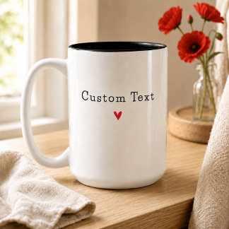 De Café Em Dois Tons Caneca Personalizada Minimalista com Coração Verme