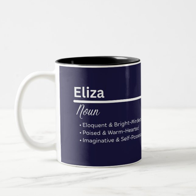 De Café Em Dois Tons Caneca Personalizada Nome Eliza (Esquerda)