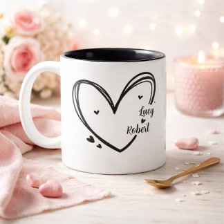 De Café Em Dois Tons Caneca personalizada para casais com nomes