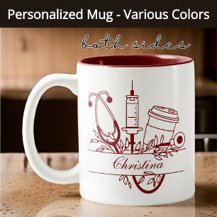De Café Em Dois Tons Caneca Personalizada para Enfermeira, Parabéns Pre