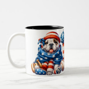 De Café Em Dois Tons Caneca Personalizada Patriota Americana do Bulldog