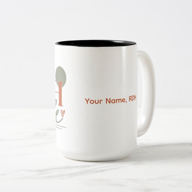 De Café Em Dois Tons Caneca Personalizada RDH Life - presente odontolog (Frente Esquerda)