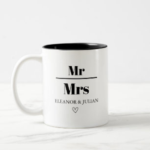 De Café Em Dois Tons Caneca Personalizada Sr e Sra Nome do Casal Casame
