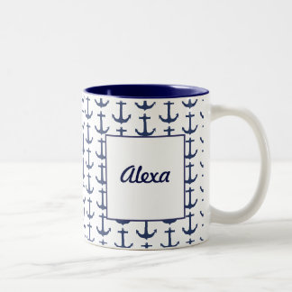 De Café Em Dois Tons Caneca Personalizada Tema Náutico