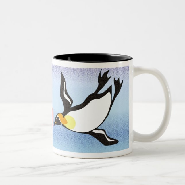 De Café Em Dois Tons Caneca - pinguins (Direita)