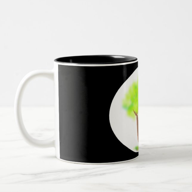 De Café Em Dois Tons caneca pintura árvore km (Esquerda)