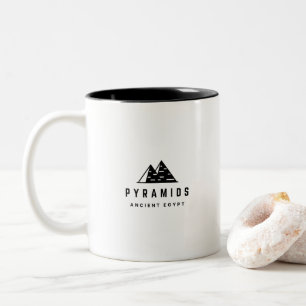 De Café Em Dois Tons Caneca Pirâmides Modernas e Hieróglifos Egípcios