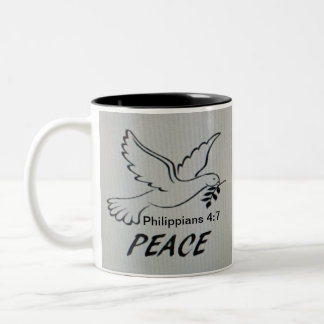 De Café Em Dois Tons Caneca Pombo da Paz com Escrito