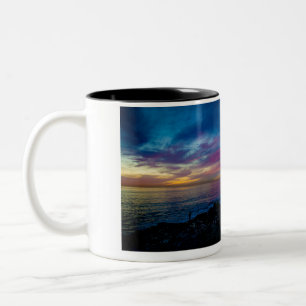De Café Em Dois Tons Caneca - por do sol da aguarela