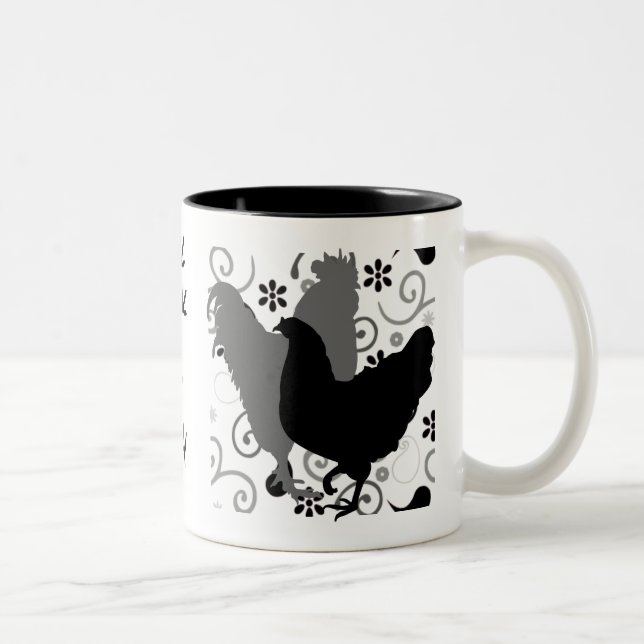 De Café Em Dois Tons Caneca preta & branca da galinha louca (Direita)