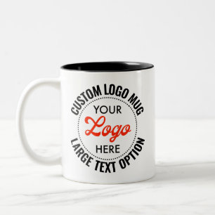 De Café Em Dois Tons Caneca preta com logotipo bicolor e texto grande p