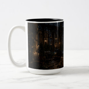 De Café Em Dois Tons Caneca Preta da Biblioteca Gótica Abobadada   Soot