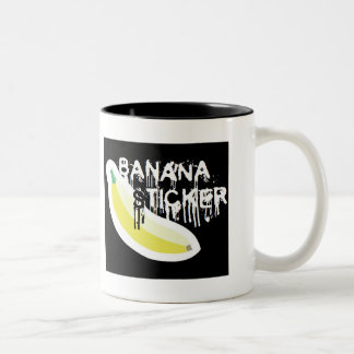 De Café Em Dois Tons Caneca preta da etiqueta da banana do metal