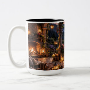 De Café Em Dois Tons Caneca Preta do Castelo do Lago do Conservatório