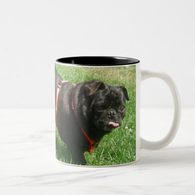 De Café Em Dois Tons caneca preta do pug (Direita)