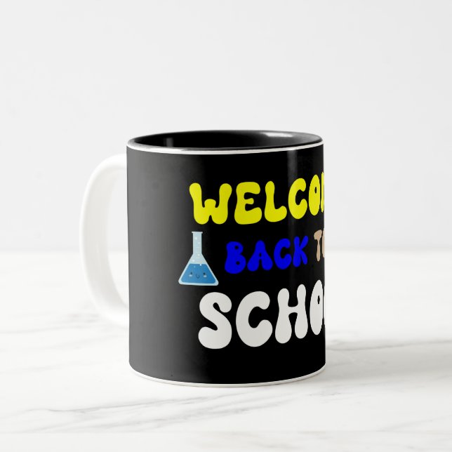 De Café Em Dois Tons Caneca Pschool Humor - Volta às Aulas 2025 (Frente Esquerda)