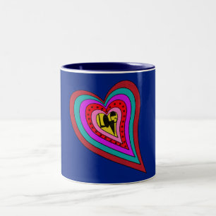 De Café Em Dois Tons Caneca psicadélico do coração do amor