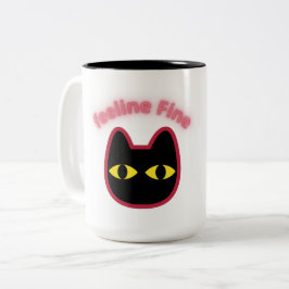 De Café Em Dois Tons Caneca Pun Gato Preto "sentindo-me Bem"