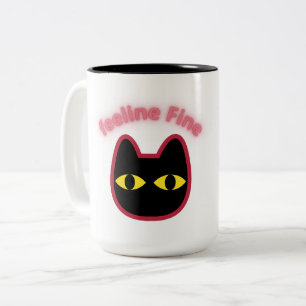 De Café Em Dois Tons Caneca Pun Gato Preto "sentindo-me Bem"