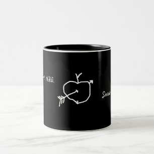 De Café Em Dois Tons Caneca - quadro-negro com texto