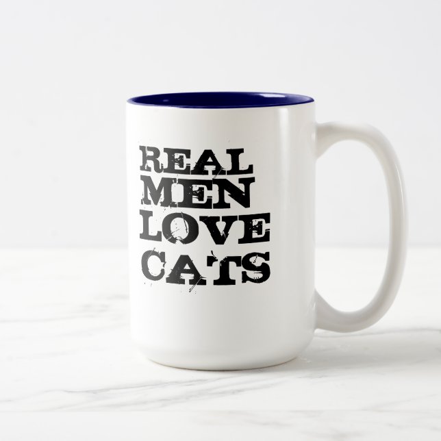 De Café Em Dois Tons Caneca real dos gatos do amor dos homens (Direita)
