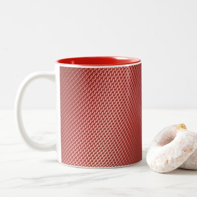 De Café Em Dois Tons caneca "Red Scales" (Com Donut)