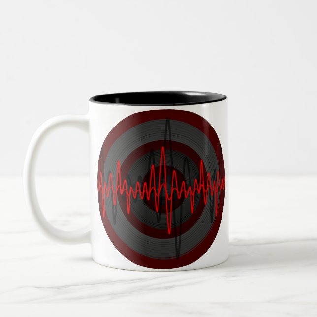 De Café Em Dois Tons Caneca redonda vermelha escura (Esquerda)