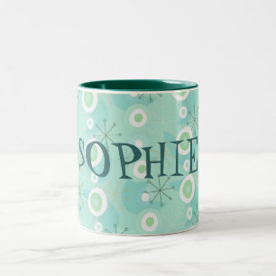De Café Em Dois Tons Caneca retro demasiado bonito azul/do verde teste