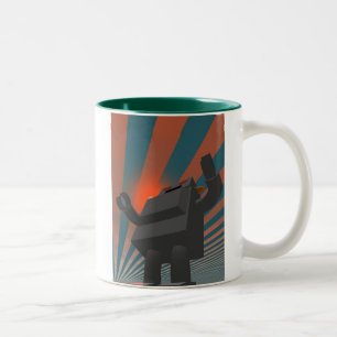 De Café Em Dois Tons Caneca retro do robô 4 do estilo