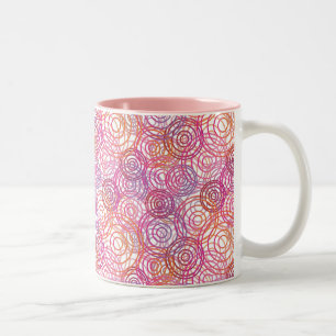De Café Em Dois Tons Caneca retro do teste padrão cor-de-rosa das