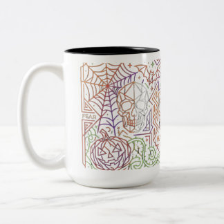 De Café Em Dois Tons Caneca Retro Neon Line Art Halloween | Temporada A
