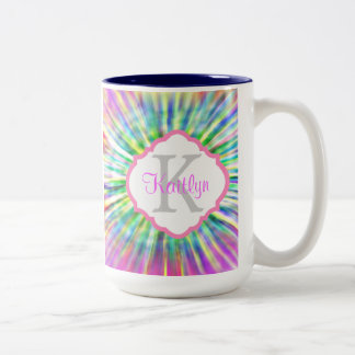 De Café Em Dois Tons Caneca retro tingida laço do monograma