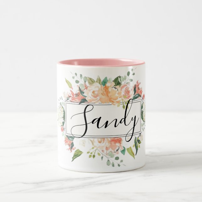 De Café Em Dois Tons Caneca Rosa Floral (Centro)