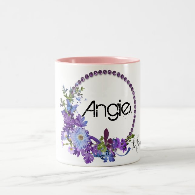 De Café Em Dois Tons Caneca Rosa Floral Roxa (Centro)