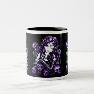 De Café Em Dois Tons Caneca roxa da fada do crânio da "beladona"