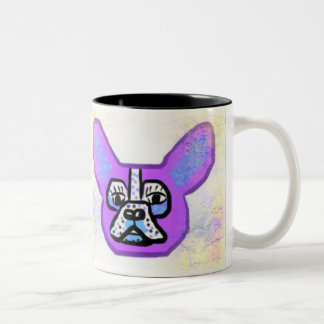 De Café Em Dois Tons Caneca roxa do buldogue francês