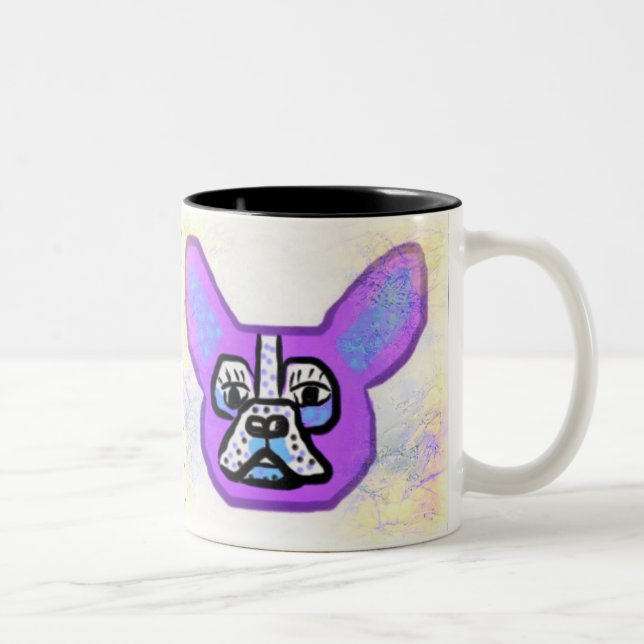 De Café Em Dois Tons Caneca roxa do buldogue francês (Direita)