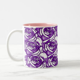 De Café Em Dois Tons Caneca roxa do design dos rosas