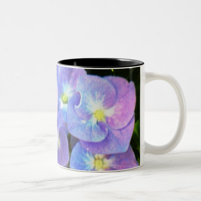 De Café Em Dois Tons Caneca roxa dos hydrangeas do boné do laço (Direita)
