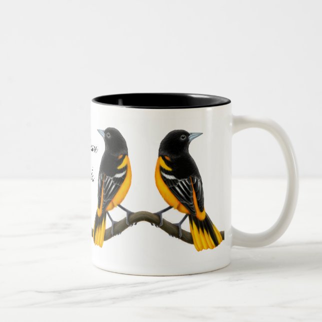 De Café Em Dois Tons Caneca selvagem dos pássaros dos Baltimore Orioles (Direita)