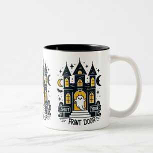 De Café Em Dois Tons Caneca Shut Your Front Door – Mansão Assombrada Re