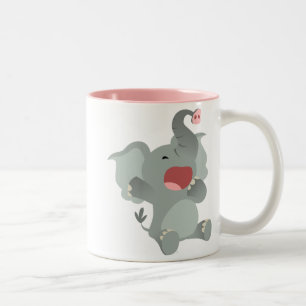 De Café Em Dois Tons Caneca sonolento bonito do elefante dos desenhos