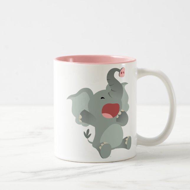 De Café Em Dois Tons Caneca sonolento bonito do elefante dos desenhos (Direita)