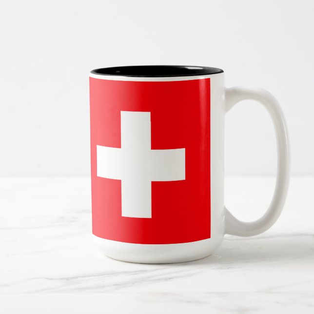 De Café Em Dois Tons Caneca suíça da bandeira (Direita)